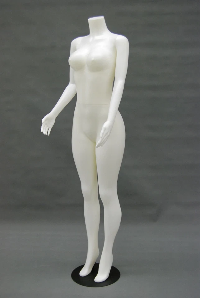 AMERICAN DRESS FORMS Adult Standing Headless Female Brazilian Plastic White Mannequin with Base