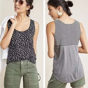 Dolan Tank Top Leopard Print Women Size Large Black Gray White Sleeveless Top - Picture 1 of 12