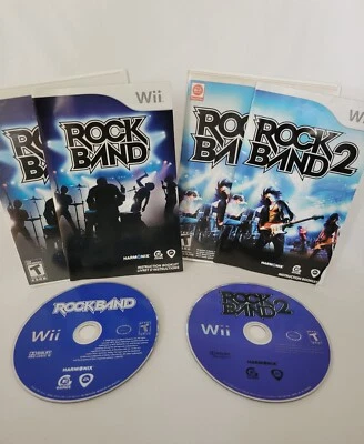Rock Band & Rock Band 2 Nintendo Wii Authentic Tested CIB - Image 1 of 4