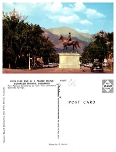 Pikes Peak & J. Palmer Statue Colorado Colorado Springs Colorado Vintage PC - Bild 1 von 1