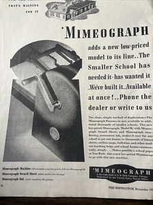 1938 Mimeograph Smaller School Model 90 Ad 10x13 - Picture 1 of 9