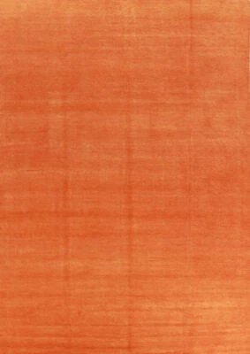 Orange Contemporary Wool Gabbeh Area Rug 9x12 ft Hand-knotted Solid Carpet - Image 1 of 4