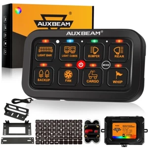 AUXBEAM RGB 8 Gang Switch Panel Electronic Relay System For Jeep Wrangler JL JK - Picture 1 of 12