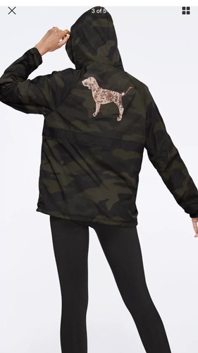 UNDERCOVER Giacca sportiva mimetica Victoria’s Secret rosa con collo a imbuto a scatto nuova con etichette oro rosa s