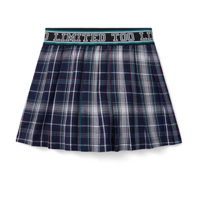 New $40.00 LIMITED TOO Girls Navy Plaid Pleated Skirt with under Short Size: 10 - Picture 1 of 3