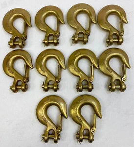 10 PACK - 3/8" Alloy Steel Grade 70 Clevis Slip Hook with Safety Latch - Picture 1 of 7