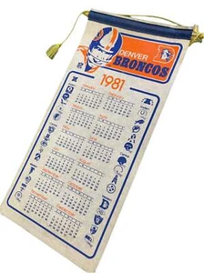 NFL Denver Broncos Fan Cave Vintage 1981 Felt Wall Calendar w/NFL Divisions - Picture 1 of 3