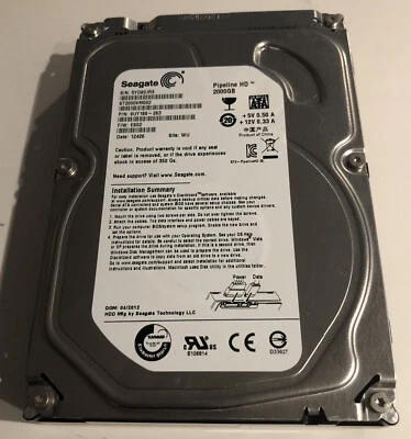 ST2000VM002 Seagate Pipeline HD 2TB SATA 64MB Internal 5900RPM 3.5"  HDD+ - Image 1 of 3