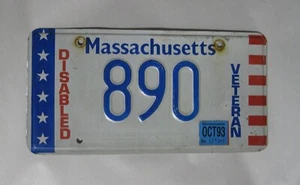 MASSACHUSETTS 1993 DISABILI VETERANO targa tre numeri. - Foto 1 di 2