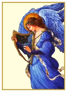 Patrón de carta de punto de cruz contado arpa ángel pre-raphaelite Burne-Jones - Imagen 1 de 4