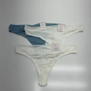 Auden White & Blue 3 Pack Ultra Soft Thong Underwear Women's Size Large NEW - Picture 1 of 6