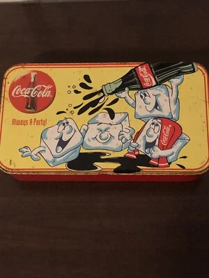 Vintage Coca Cola yellow tin box containing mis items always a party rare metal - Image 1 of 4
