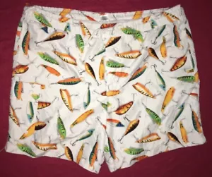 Trader Bay Fishing Lures Swim Trunks Mesh Lined Elastic Waist Drawstring Size L - Picture 1 of 6