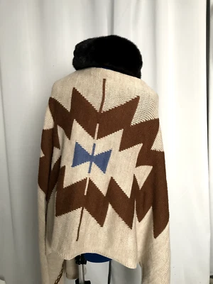 Urban Outfitters Ecote Vintage Oversized Acrylic Knitting Geometric Brown Scarf - Image 1 of 4