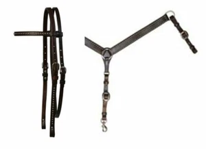 Circle Y Walnut w/Silver Spots Headstall 0125-5201 OR Breast Collar 4281-5201 - Picture 1 of 10