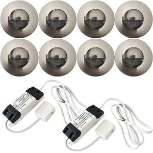 Eyelid LED Plinth Light Kit 8x Round Spotlight Kitchen Bathroom Floor Kick Panel - Picture 1 of 12