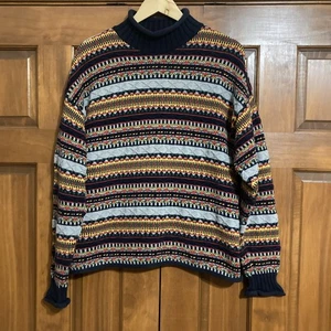 Vintage Liz & Co Herren Gr. Medium 100 % Baumwolle Fair Aisle Rollkragenpullover Hergestellt in den USA - Bild 1 von 6