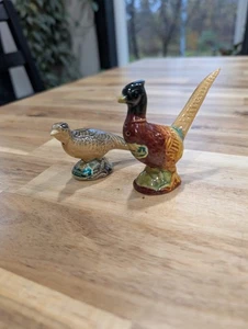 Vintage Rosemeade ND Ceramic Pheasant Male & Female Salt Pepper Shaker Set - Picture 1 of 5