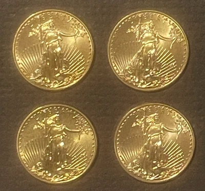 4x 2010 $10 GOLD EAGLE One Quarter Ounce 1/4 oz. BU 1 ounce Total : 10290L - Image 1 of 2