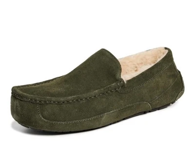 NEW MENS UGG ASCOT SHOES SLIPPERS SIZE 7 EU 40 GREEN SUEDE LEATHER SHEARLING - Image 1 of 4