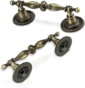 Antiguo paquete de 6 tiradores de gabinete de bronce, 2 1/2 centros de orificio, - Imagen 1 de 6