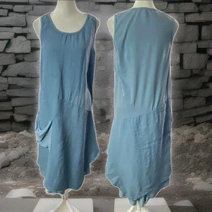 TEMPO PARIS Damen M Leinen Midikleid blau ärmellos Lagenlook Freizeit Free Spirit - Bild 1 von 17