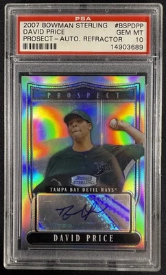 2007 Bowman Sterling David Price Prospect Refractor Auto /199 #BSP-DPP PSA 10 - Image 1 of 3