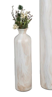 Deko Flaschenvase MARMOR rund H. 38,5cm creme braun Keramik Formano - Bild 1 von 3
