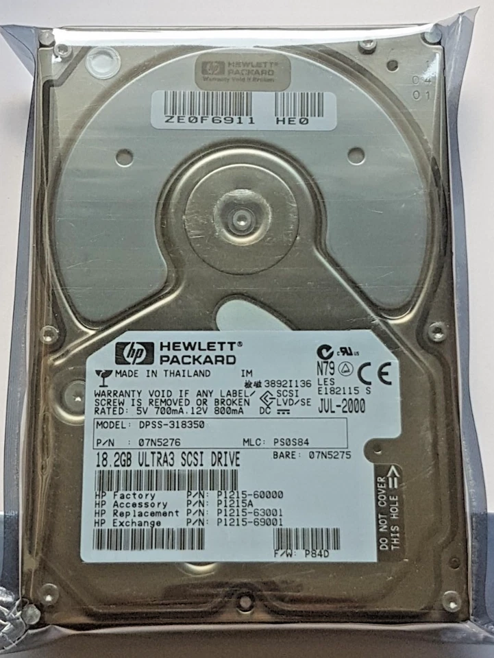 18.2 GB HP DPSS-318350/07N5276 10k Ultra3 SCSI 68pin HDD 3.5 " Hard Drive New - Image 1 of 1