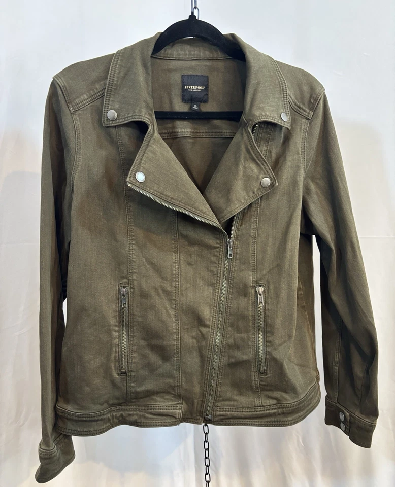 Chaqueta Denim Liverpool Los Angeles Bradford Moto Verde Oliva XL Foto 1 de 4