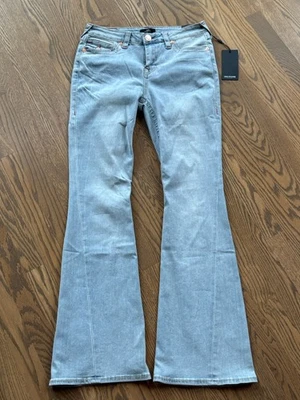 NWT True Religion JOEY MID RISE BIG T MR FLAP FLARE JEANS  Size 29X33 Light Wash - Image 1 of 4