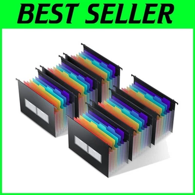 Colorful Tab Hanging File Folders, 6-Pack, Large Capacity - Image 1 of 4