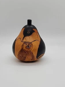 Arte de calabaza peruana tallada a mano por Lucuma Designs contenedor de baratijas de 2,5" x 3,5" - Imagen 1 de 15
