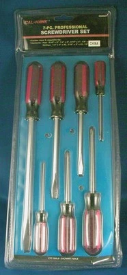Screwdriver 7 Piece Set Phillips & Flat Heads Carbon Steel Magnetic Tips Tools  - Image 1 of 3