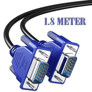 VGA Cable 1.8-Meter High Resolution SVGA 15 Pin PC to TFT Monitor LCD TV Lead UK - Picture 1 of 11