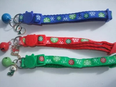 BLINGING PETS Christmas Cat Collar safety release breakaway snap open Xmas kitten Bell Charm