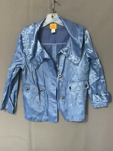 Ruby Rd Jacket Women's 10 Blue Metallic Cowl Neck Rain Coat Rain Jacket - Picture 1 of 7