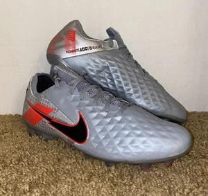 Nike Tiempo Legend 8 Elite FG Size 7 Womens 8.5 Metallic Grey Crimson CW0518-906 - Picture 1 of 12