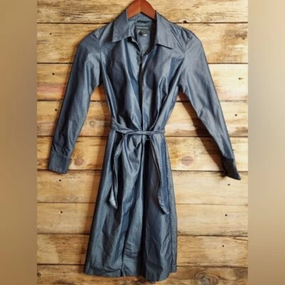 Banana Republic темно синий серый джинсовой ткани блестящий надежном подпоясанный шик платье 0 XS X маленький - Изображение 1 из 4