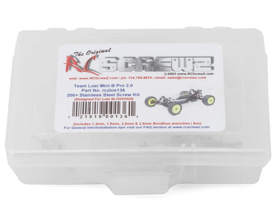 RC Screwz Losi Mini B Pro Roller Stainless Steel Screw Kit [RCZLOS136] - Image 1 of 1