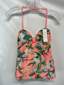 Malibu Dream Girl Tropical Floral Colorful Beach Top Swim Tankini NEW M - Picture 1 of 11