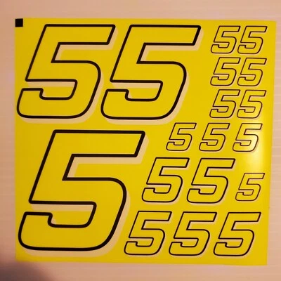 #5's Flourescent Yellow w/Wh.-Black Racing Numbers Vinyl Decal Sheet 1/10-1/12  - Image 1 of 4