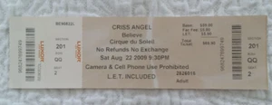 Criss Angel used magic show ticket Aug. 22, 2009, in Believe Cirque du Soleil - Picture 1 of 2