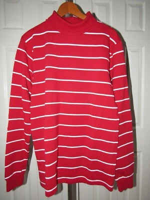 Sudadera Suéter J. Peterman Rojo Blanco Rayas Cuello Alto M Para Hombres Foto 1 de 4