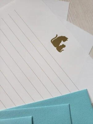 LETTER WRITING SET, Lined Letter paper w/ envelopes, Cat Japanese stationery - image 1 of 4