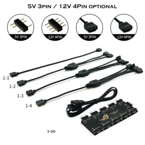 12V 4Pin RGB / 5V 3Pin ARGB SYNCHRONISIEREN HUB Kabel Für M/B ASUS GIGABYTE MSI - Bild 1 von 24