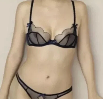 New Agent Provocateur Lorna Navy Blue Mesh Lace Bra 34E - Изображение 1 из 4