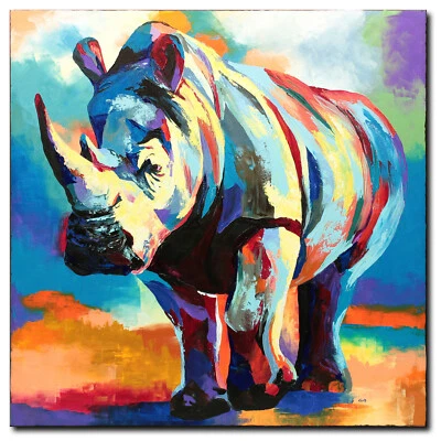 NOVAARTE Acryl Bild Gemälde Nashorn Abstrakt Malerei Kunst Modern Tiere ORIGINAL - Bild 1 von 4