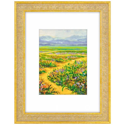 9x12 Ornate Vintage Distressed Color Photo Frame with White Mat for 6x8 Pictures - Image 1 of 4