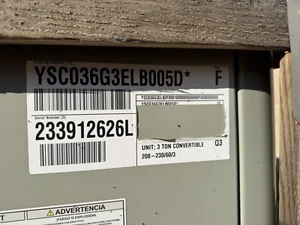 Minor Scratch & Dent 3Ton TRANE Rooftop Unit G/E 208-230v-3ph M# YSC036G3ELB005D - Picture 1 of 2